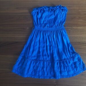 Abercrombie & Fitch Blue Ruched Tiered Strapless Sundress